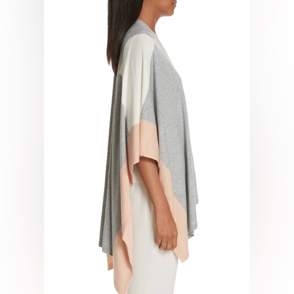 Eileen Fisher Colorblock Poncho Wrap  in Dark Pearl Quiet Luxury - Picture 11 of 12
